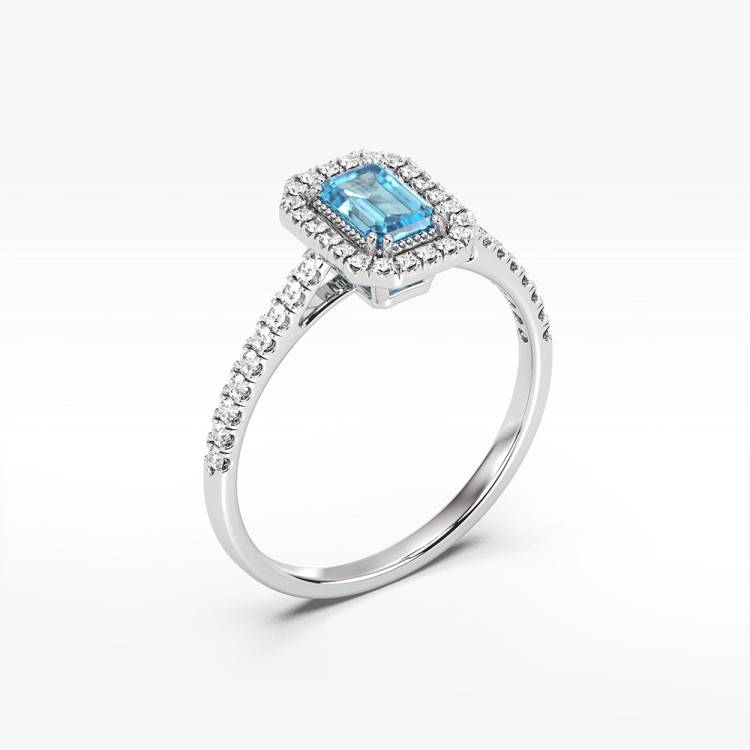 Pierścionek z białego złota z topazem Swiss - próba 585 0,84CT PV-203BT