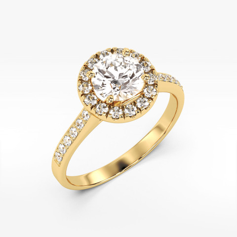 Pierścionek z żółtego złota z diamentami  - próba 585 1,38CT PV-291A