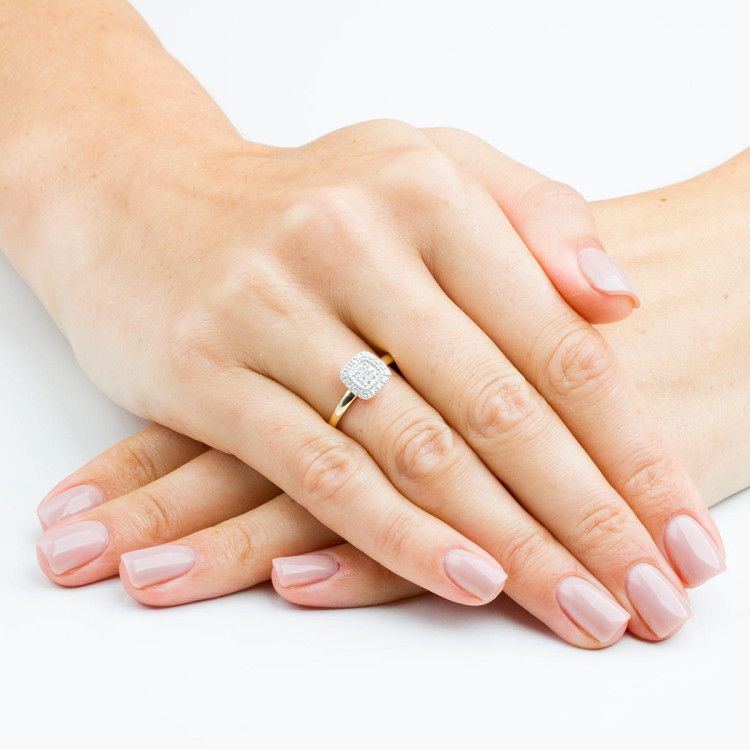 Pierścionek z różowego złota z diamentami  - próba 585 0,13CT PV-295C