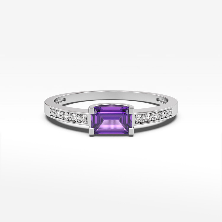 Pierścionek z białego złota z ametystem - próba 585 0,53CT PV-058BA