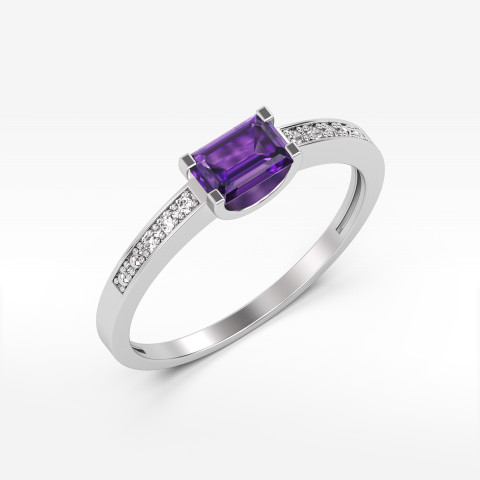 Pierścionek z białego złota z ametystem - próba 585 0,53CT PV-058BA