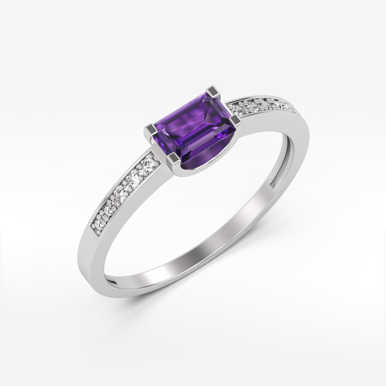 Pierścionek z białego złota z ametystem - próba 585 0,53CT PV-058BA