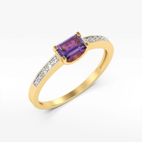 Pierścionek z żółtego złota z ametystem - próba 585 0,53CT PV-058AA