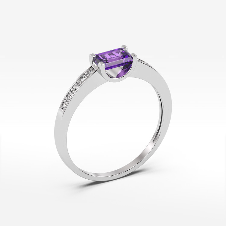 Pierścionek z białego złota z ametystem - próba 585 0,53CT PV-058BA
