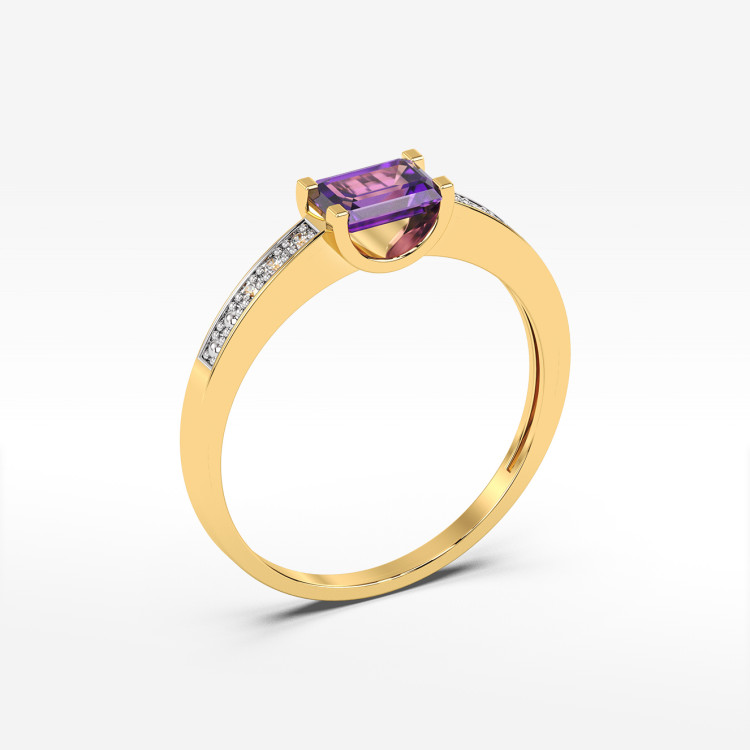 Pierścionek z żółtego złota z ametystem - próba 585 0,53CT PV-058AA