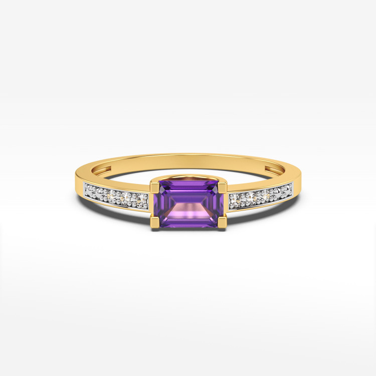 Pierścionek z żółtego złota z ametystem - próba 585 0,53CT PV-058AA