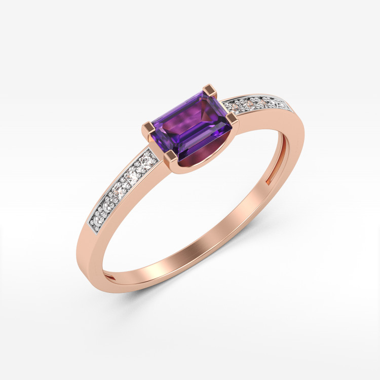 Pierścionek z różowego złota z ametystem - próba 585 0,53CT PV-058CA