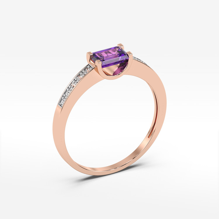 Pierścionek z różowego złota z ametystem - próba 585 0,53CT PV-058CA