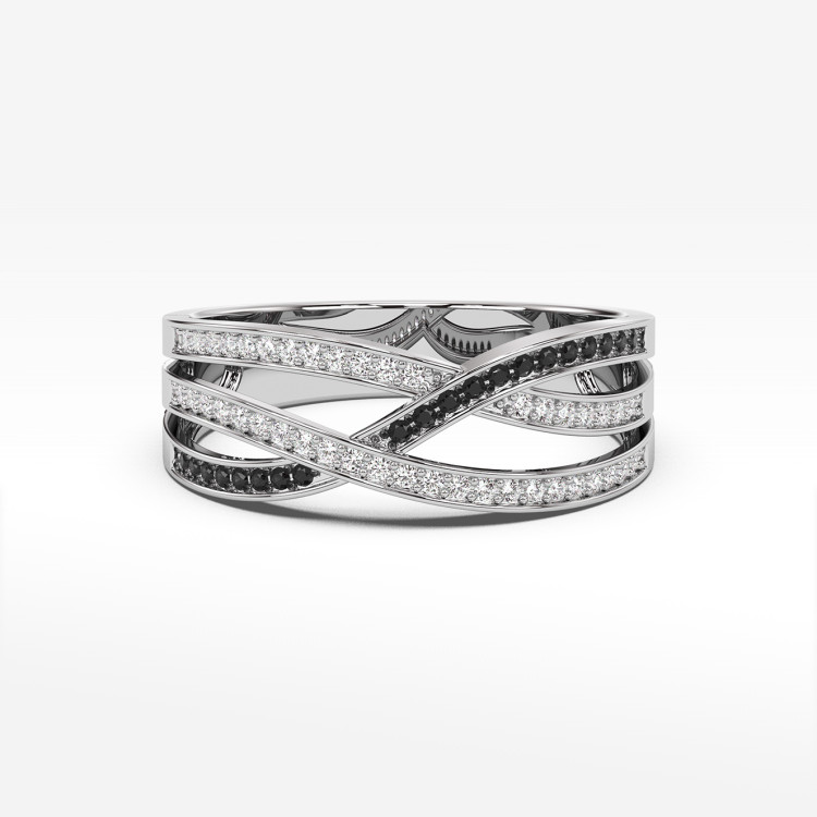 Pierścionek z białego złota z czarnymi diamentami - próba 585 0,265CT PV-060BCZ