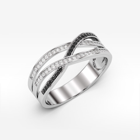 Pierścionek z białego złota z czarnymi diamentami - próba 585 0,265CT PV-060BCZ