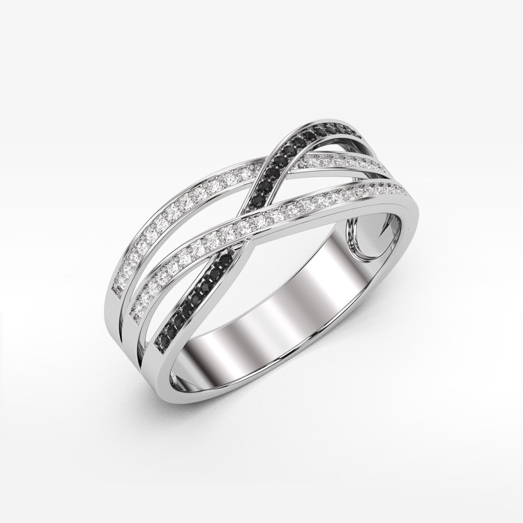 Pierścionek z białego złota z czarnymi diamentami - próba 585 0,265CT PV-060BCZ