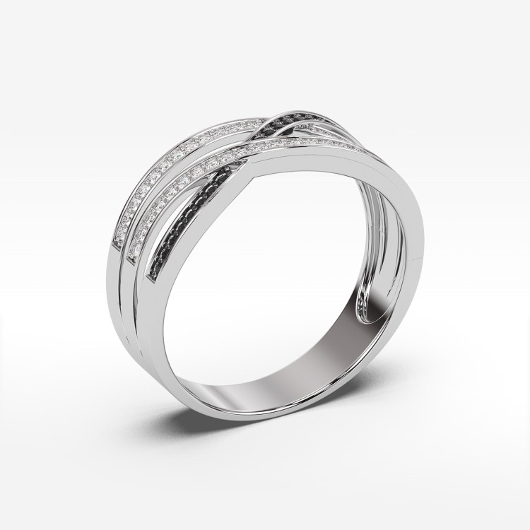 Pierścionek z białego złota z czarnymi diamentami - próba 585 0,265CT PV-060BCZ