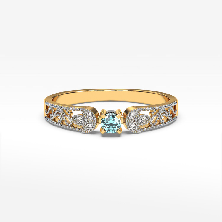 Pierścionek z żółtego złota z topazem Swiss - próba 585 0,18CT PV-066AT