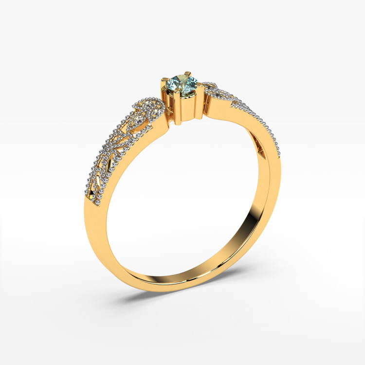 Pierścionek z żółtego złota z topazem Swiss - próba 585 0,18CT PV-066AT
