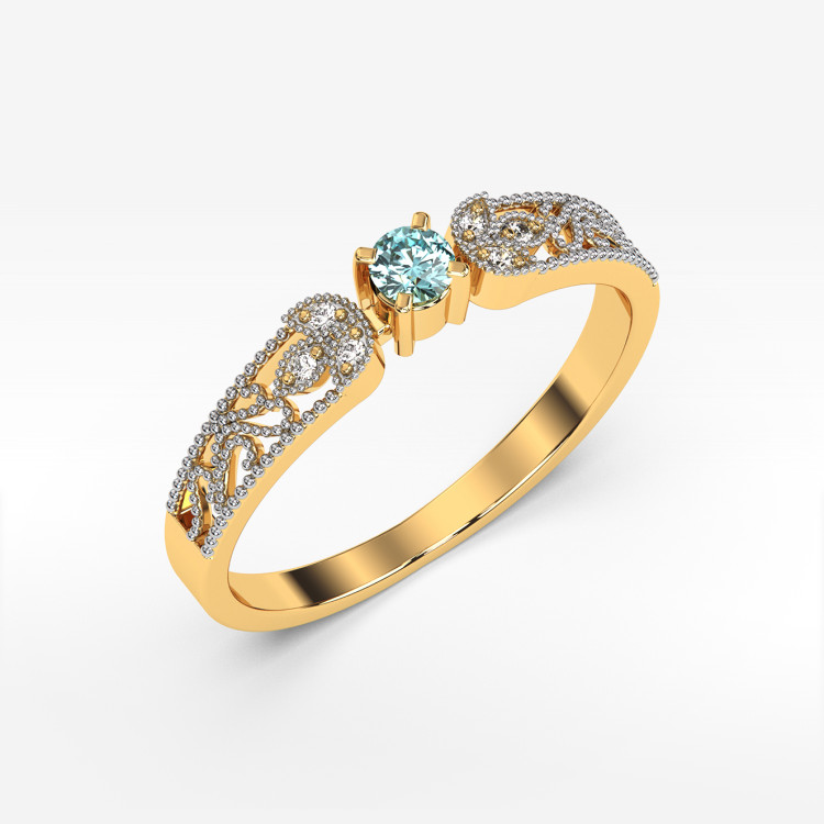 Pierścionek z żółtego złota z topazem Swiss - próba 585 0,18CT PV-066AT