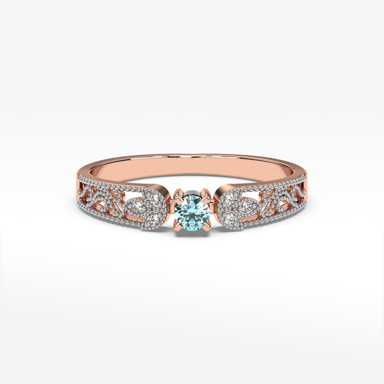 Pierścionek z różowego złota z topazem Swiss - próba 585 0,18CT PV-066CT