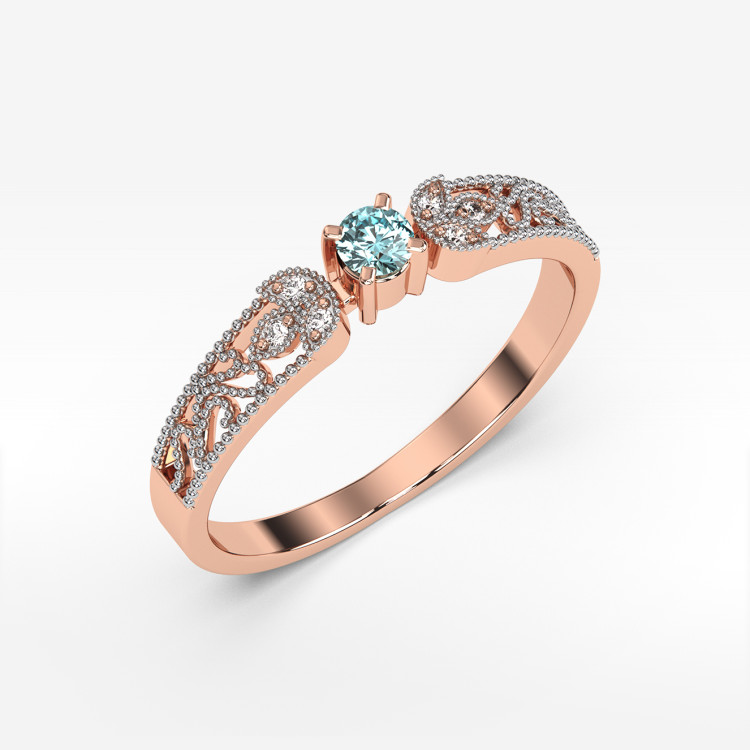 Pierścionek z różowego złota z topazem Swiss - próba 585 0,18CT PV-066CT