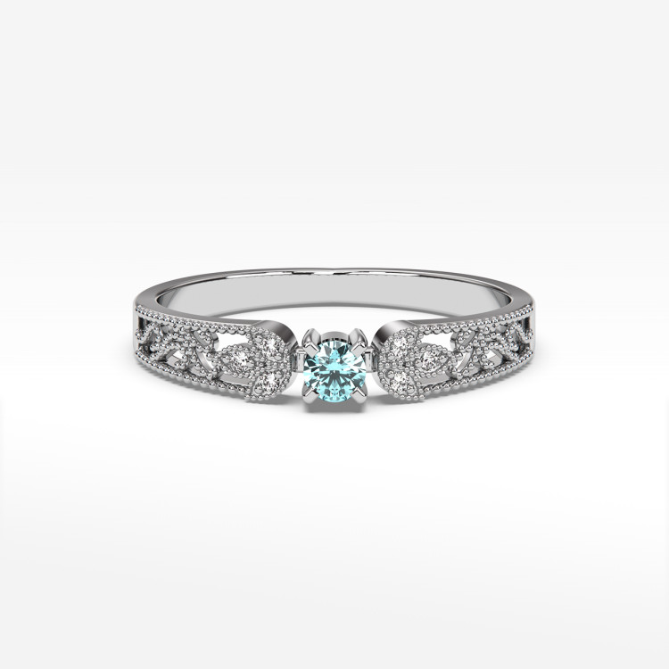 Pierścionek z białego złota z topazem Swiss - próba 585 0,18CT PV-066BT