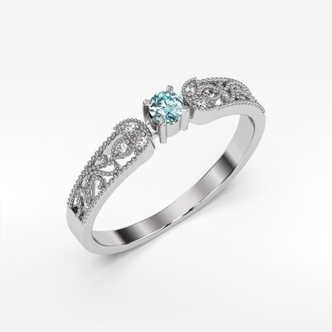 Pierścionek z białego złota z topazem Swiss - próba 585 0,18CT PV-066BT