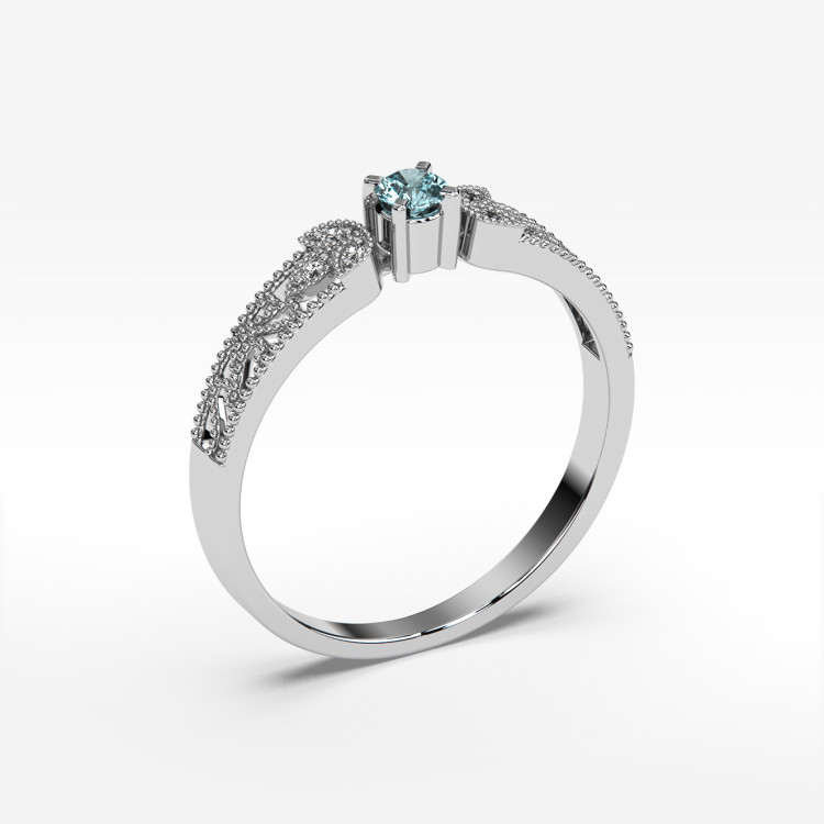 Pierścionek z białego złota z topazem Swiss - próba 585 0,18CT PV-066BT