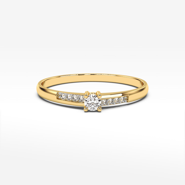 Pierścionek z żółtego złota z diamentami  - próba 585 0,19CT PV-180A