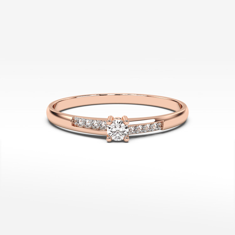 Pierścionek z różowego złota z diamentami  - próba 585 0,19CT PV-180C