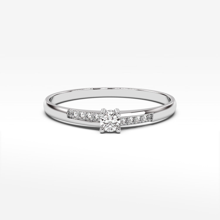 Pierścionek z białego złota z diamentami  - próba 585 0,19CT PV-180B