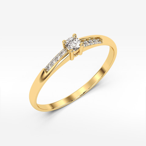 Pierścionek z żółtego złota z diamentami  - próba 585 0,19CT PV-180A