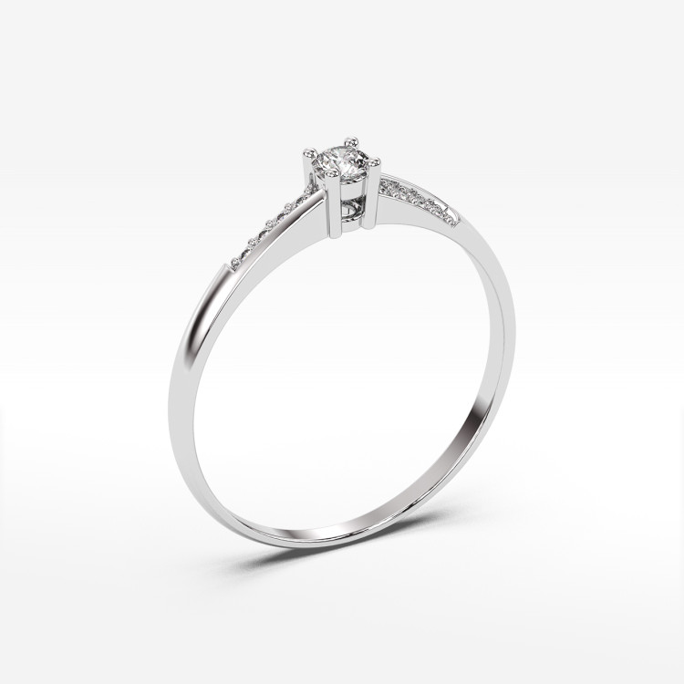 Pierścionek z białego złota z diamentami  - próba 585 0,19CT PV-180B