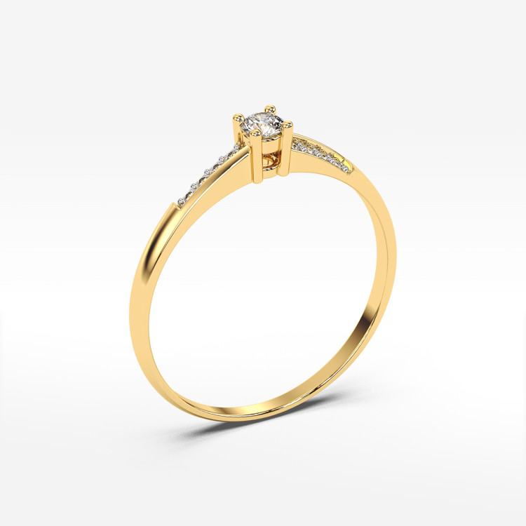 Pierścionek z żółtego złota z diamentami  - próba 585 0,19CT PV-180A