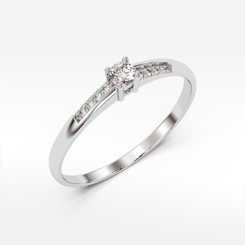 Pierścionek z białego złota z diamentami  - próba 585 0,19CT PV-180B