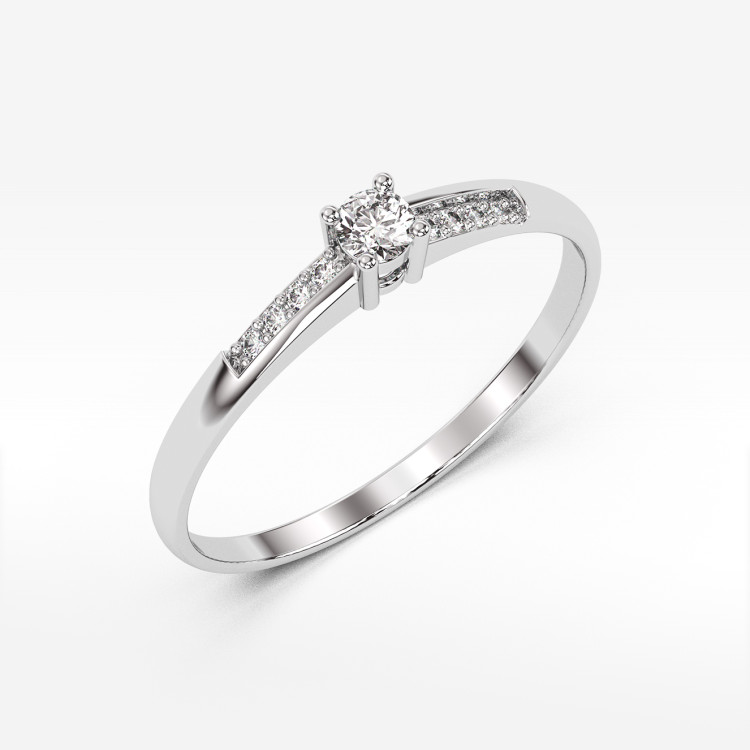 Pierścionek z białego złota z diamentami  - próba 585 0,19CT PV-180B