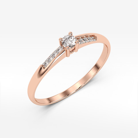 Pierścionek z różowego złota z diamentami  - próba 585 0,19CT PV-180C