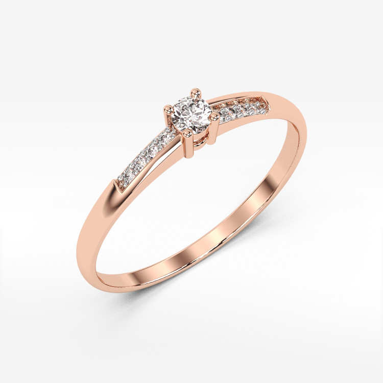 Pierścionek z różowego złota z diamentami  - próba 585 0,19CT PV-180C