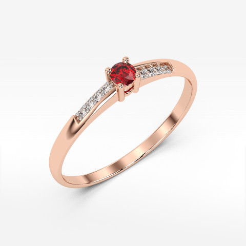 Pierścionek z różowego złota z rubinem - próba 585 0,19CT PV-180CR
