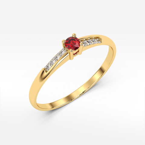 Pierścionek z żółtego złota z rubinem - próba 585 0,19CT PV-180AR
