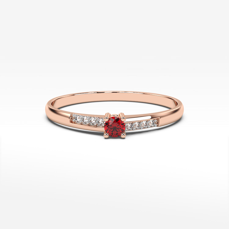 Pierścionek z różowego złota z rubinem - próba 585 0,19CT PV-180CR