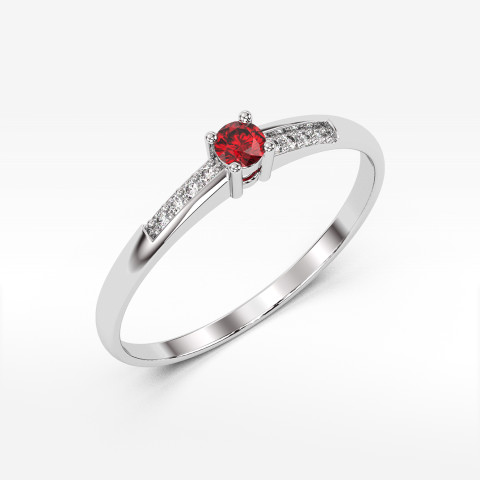 Pierścionek z białego złota z rubinem - próba 585 0,19CT PV-180BR