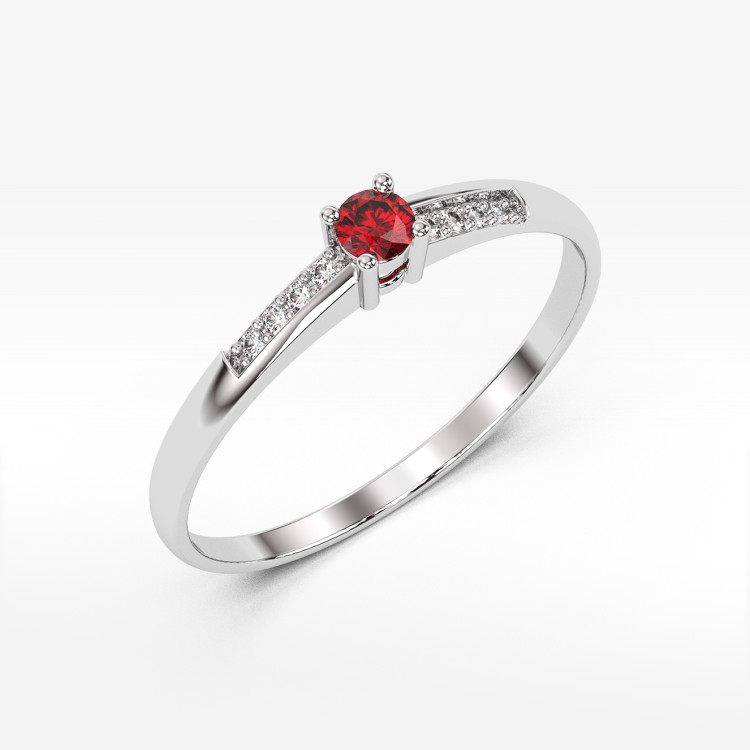 Pierścionek z białego złota z rubinem - próba 585 0,19CT PV-180BR