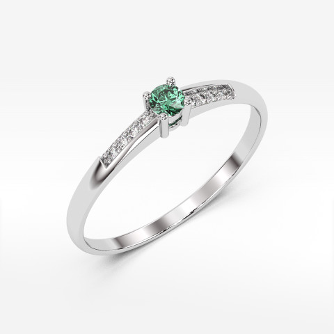Pierścionek z białego złota ze szmaragdem - próba 585 0,19CT PV-180BSZ