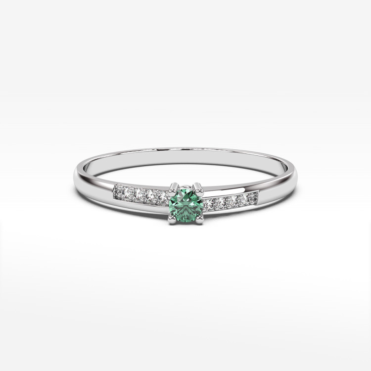 Pierścionek z białego złota ze szmaragdem - próba 585 0,19CT PV-180BSZ