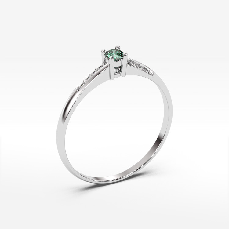 Pierścionek z białego złota ze szmaragdem - próba 585 0,19CT PV-180BSZ