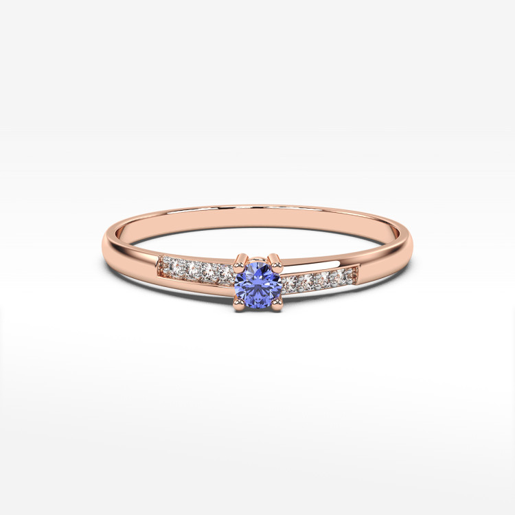 Pierścionek z różowego złota z tanzanitem - próba 585 0,19CT PV-180CTAN