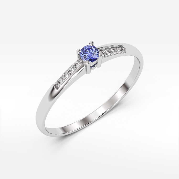 Pierścionek z białego złota z tanzanitem - próba 585 0,19CT PV-180BTAN