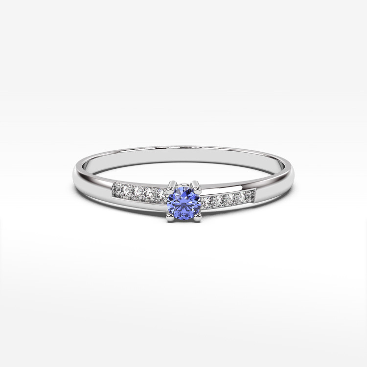 Pierścionek z białego złota z tanzanitem - próba 585 0,19CT PV-180BTAN