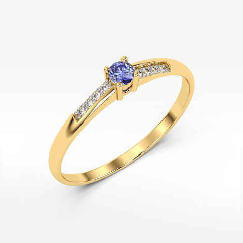 Pierścionek z żółtego złota z tanzanitem - próba 585 0,19CT PV-180ATAN