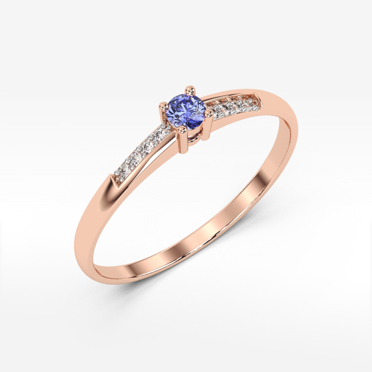 Pierścionek z różowego złota z tanzanitem - próba 585 0,19CT PV-180CTAN