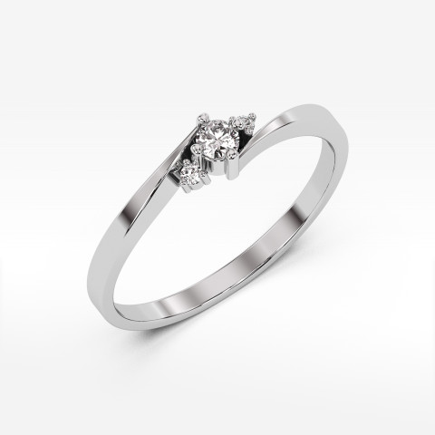 Pierścionek z białego złota z diamentami  - próba 585 0,12CT PV-205B