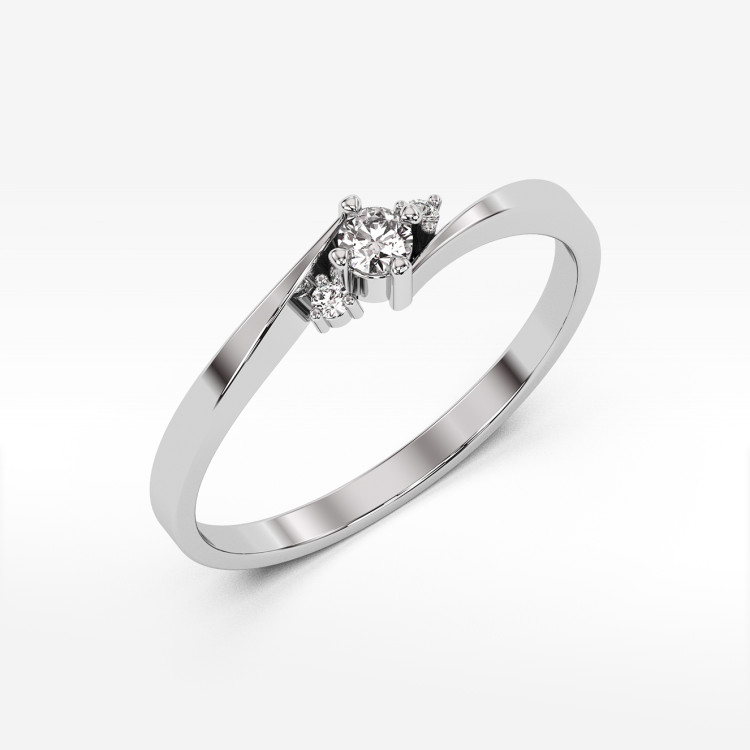Pierścionek z białego złota z diamentami  - próba 585 0,12CT PV-205B