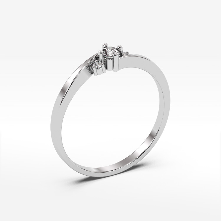 Pierścionek z białego złota z diamentami  - próba 585 0,12CT PV-205B